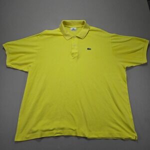 Lacoste Yellow Short Sleeve Classic Fit Polo crocodile logo Shirt Mens‎ Size 9